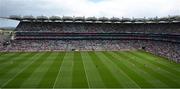 2 July 2023; All 30 players from both teams inside the 65 yard line in the Cork half of the pitch during the GAA Football All-Ireland Senior Championship quarter-final match between Derry and Cork at Croke Park in Dublin. Photo by Brendan Moran/Sportsfile