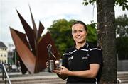 4 July 2023; PwC GPA Player of the Month for June in Ladies Football Nicola Ward of Galway, with her award at Eyre square in Galway. Photo by Harry Murphy/Sportsfile