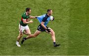 2 July 2023; Brian Fenton of Dublin is tackled by Paddy Durcan of Mayo during the GAA Football All-Ireland Senior Championship quarter-final match between Dublin and Mayo at Croke Park in Dublin. Photo by Brendan Moran/Sportsfile