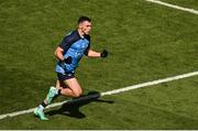 2 July 2023; Colm Basquel of Dublin celebrates after scoring his and his side's second goal during the GAA Football All-Ireland Senior Championship quarter-final match between Dublin and Mayo at Croke Park in Dublin. Photo by Brendan Moran/Sportsfile