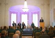 4 July 2023; An Taoiseach Leo Varadkar TD during a Republic of Ireland FIFA Women's World Cup 2023 send-off event at Farmleigh House in the Phoenix Park, Dublin. Photo by Stephen McCarthy/Sportsfile