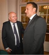 4 July 2023; An Taoiseach Leo Varadkar TD and FAI President Gerry McAnaney during a Republic of Ireland FIFA Women's World Cup 2023 send-off event at Farmleigh House in the Phoenix Park, Dublin. Photo by Stephen McCarthy/Sportsfile