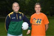 5 July 2023; GPA members and intercounty LGFA footballers Vikki Wall of Meath, left, and Sinéad Wylde of Dublin pictured at Stephen's Green in Dublin for the launch of Up the Hill for Jack and Jill 2023, kindly supported by Abbott. The ninth annual fundraising event, in aid of the Jack and Jill Children’s Foundation, urges people to take to the hills throughout the summer in support of local Jack and Jill families. Every €18 registration fee will help fund one hour of in-home nursing care and end-of-life support for over 400 children with highly complex, life-limiting medical conditions countrywide. Organisers are urging people to team up with family, friends, neighbours and colleagues, and go Up the Hill for Jack and Jill this summer! To register your Up the Hill fundraising event, visit www.jackandjill.ie Photo by Piaras Ó Mídheach/Sportsfile