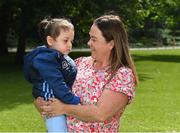 5 July 2023; Grayson Adams, age 3, from Beaumont in Dublin, who receives in-home nursing care from Jack and Jill, pictured with his mum Dawn Adams at Stephen's Green in Dublin for the launch of Up the Hill for Jack and Jill 2023, kindly supported by Abbott. The ninth annual fundraising event, in aid of the Jack and Jill Children’s Foundation, urges people to take to the hills throughout the summer in support of local Jack and Jill families. Every €18 registration fee will help fund one hour of in-home nursing care and end-of-life support for over 400 children with highly complex, life-limiting medical conditions countrywide. Organisers are urging people to team up with family, friends, neighbours and colleagues, and go Up the Hill for Jack and Jill this summer! To register your Up the Hill fundraising event, visit www.jackandjill.ie Photo by Piaras Ó Mídheach/Sportsfile
