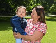 5 July 2023; Grayson Adams, age 3, from Beaumont in Dublin, who receives in-home nursing care from Jack and Jill, pictured with his mum Dawn Adams at Stephen's Green in Dublin for the launch of Up the Hill for Jack and Jill 2023, kindly supported by Abbott. The ninth annual fundraising event, in aid of the Jack and Jill Children’s Foundation, urges people to take to the hills throughout the summer in support of local Jack and Jill families. Every €18 registration fee will help fund one hour of in-home nursing care and end-of-life support for over 400 children with highly complex, life-limiting medical conditions countrywide. Organisers are urging people to team up with family, friends, neighbours and colleagues, and go Up the Hill for Jack and Jill this summer! To register your Up the Hill fundraising event, visit www.jackandjill.ie Photo by Piaras Ó Mídheach/Sportsfile