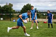 5 July 2023; Leinster players Jordan Larmour and Rob Russell during a Bank of Ireland Leinster Rugby Summer Camp at Stillorgan-Rathfarnham RFC in Dublin. Photo by Harry Murphy/Sportsfile