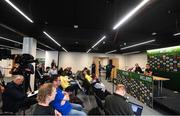 5 July 2023; A general view during a Republic of Ireland women press conference, featuring manager Vera Pauw and Katie McCabe at Tallaght Stadium in Dublin. Photo by Stephen McCarthy/Sportsfile