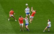 1 July 2023; Ciaran Mackin of Armagh goes high to claim possession from a kick out during the GAA Football All-Ireland Senior Championship quarter-final match between Armagh and Monaghan at Croke Park in Dublin. Photo by Brendan Moran/Sportsfile