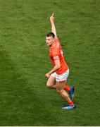 1 July 2023; Rian O'Neill of Armagh celebrates after kicking an equalising point at the end of extra time in the GAA Football All-Ireland Senior Championship quarter-final match between Armagh and Monaghan at Croke Park in Dublin. Photo by Brendan Moran/Sportsfile