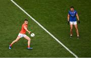 1 July 2023; Rian O'Neill of Armagh kicks an equalising point at the end of extra time in the GAA Football All-Ireland Senior Championship quarter-final match between Armagh and Monaghan at Croke Park in Dublin. Photo by Brendan Moran/Sportsfile
