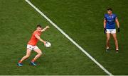1 July 2023; Rian O'Neill of Armagh kicks an equalising point at the end of extra time in the GAA Football All-Ireland Senior Championship quarter-final match between Armagh and Monaghan at Croke Park in Dublin. Photo by Brendan Moran/Sportsfile