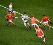 1 July 2023; Stephen O’Hanlon of Monaghan is tackled by Greg McCabe of Armagh during the GAA Football All-Ireland Senior Championship quarter-final match between Armagh and Monaghan at Croke Park in Dublin. Photo by Brendan Moran/Sportsfile