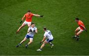 1 July 2023; Conor McManus of Monaghan in action against Paddy Burns of Armagh during the GAA Football All-Ireland Senior Championship quarter-final match between Armagh and Monaghan at Croke Park in Dublin. Photo by Brendan Moran/Sportsfile