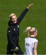 5 July 2023; Manager Vera Pauw and Denise O'Sullivan during a Republic of Ireland women training session at Tallaght Stadium in Dublin. Photo by Stephen McCarthy/Sportsfile