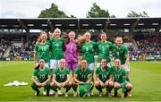 6 July 2023; The Republic of Ireland team, back row, from left, Kyra Carusa, Louise Quinn, Courtney Brosnan, Megan Connolly, Niamh Fahey and Ruesha Littlejohn, front row, from left, Marissa Sheeva, Denise O'Sullivan, Katie McCabe, Heather Payne and Sinead Farrelly during the women's international friendly match between Republic of Ireland and France at Tallaght Stadium in Dublin. Photo by Stephen McCarthy/Sportsfile