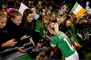 6 July 2023; Denise O'Sullivan of Republic of Ireland signs autographs after the women's international friendly match between Republic of Ireland and France at Tallaght Stadium in Dublin. Photo by Stephen McCarthy/Sportsfile