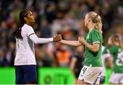 6 July 2023; Louise Quinn of Republic of Ireland and Wendie Renard of France shake hands after the women's international friendly match between Republic of Ireland and France at Tallaght Stadium in Dublin. Photo by David Fitzgerald/Sportsfile