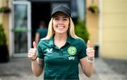 7 July 2023; Denise O'Sullivan at the team hotel ahead of the Republic of Ireland's flight to Australia for the FIFA Women's World Cup 2023. Photo by Stephen McCarthy/Sportsfile