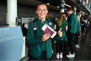 7 July 2023; Katie McCabe at Dublin Airport ahead of the Republic of Ireland's flight to Australia for the FIFA Women's World Cup 2023. Photo by Stephen McCarthy/Sportsfile
