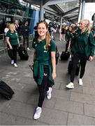 7 July 2023; Heather Payne at Dublin Airport ahead of the Republic of Ireland's flight to Australia for the FIFA Women's World Cup 2023. Photo by Stephen McCarthy/Sportsfile