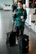 7 July 2023; Marissa Sheva at Dublin Airport ahead of the Republic of Ireland's flight to Australia for the FIFA Women's World Cup 2023. Photo by Stephen McCarthy/Sportsfile