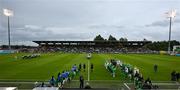 6 July 2023; The teams walk onto the pitch before the women's international friendly match between Republic of Ireland and France at Tallaght Stadium in Dublin. Photo by Brendan Moran/Sportsfile Photo by Brendan Moran/Sportsfile