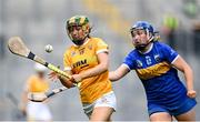 8 July 2023; Áine Magill of Antrim in action against Eimear McGrath of Tipperary during the All-Ireland Senior Camogie Championship quarter-final match between Tipperary and Antrim at Croke Park in Dublin. Photo by Stephen Marken/Sportsfile