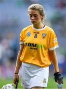 8 July 2023; Anna Connolly of Antrim dejected after the All-Ireland Senior Camogie Championship quarter-final match between Tipperary and Antrim at Croke Park in Dublin. Photo by John Sheridan/Sportsfile