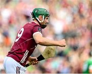 8 July 2023; Cathal Mannion of Galway celebrates after scoring his side's first goal during the GAA Hurling All-Ireland Senior Championship semi-final match between Limerick and Galway at Croke Park in Dublin. Photo by Stephen Marken/Sportsfile