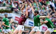 8 July 2023; Ronan Glennon of Galway is tackled by Peter Casey of Limerick during the GAA Hurling All-Ireland Senior Championship semi-final match between Limerick and Galway at Croke Park in Dublin. Photo by Ramsey Cardy/Sportsfile