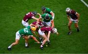 8 July 2023; Darren Morrissey of Galway wins possession ahead of Tom Morrissey of Limerick during the GAA Hurling All-Ireland Senior Championship semi-final match between Limerick and Galway at Croke Park in Dublin. Photo by Ray McManus/Sportsfile