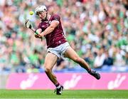 8 July 2023; Daithí Burke of Galway shoots wide during the GAA Hurling All-Ireland Senior Championship semi-final match between Limerick and Galway at Croke Park in Dublin. Photo by Piaras Ó Mídheach/Sportsfile