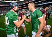 8 July 2023; Dan Morrissey, right, and David Reidy of Limerick after the GAA Hurling All-Ireland Senior Championship semi-final match between Limerick and Galway at Croke Park in Dublin. Photo by Ramsey Cardy/Sportsfile