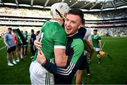 8 July 2023; Declan Hannon, right, and Cian Lynch of Limerick after the GAA Hurling All-Ireland Senior Championship semi-final match between Limerick and Galway at Croke Park in Dublin. Photo by Ramsey Cardy/Sportsfile