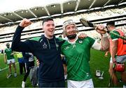 8 July 2023; Declan Hannon, left, and Cian Lynch of Limerick after the GAA Hurling All-Ireland Senior Championship semi-final match between Limerick and Galway at Croke Park in Dublin. Photo by Ramsey Cardy/Sportsfile