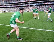8 July 2023; Graeme Mulcahy of Limerick celebrates after his side's victory in the GAA Hurling All-Ireland Senior Championship semi-final match between Limerick and Galway at Croke Park in Dublin. Photo by Piaras Ó Mídheach/Sportsfile