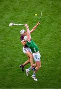 8 July 2023; Cian Lynch of Limerick is tackled by Daithí Burke of Galway during the GAA Hurling All-Ireland Senior Championship semi-final match between Limerick and Galway at Croke Park in Dublin. Photo by Ray McManus/Sportsfile