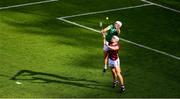 8 July 2023; Aaron Gillane of Limerick catches the sliotar ahead of Gearóid McInerney of Galway on his way to scoring his 5th minute goal during the GAA Hurling All-Ireland Senior Championship semi-final match between Limerick and Galway at Croke Park in Dublin. Photo by Ray McManus/Sportsfile