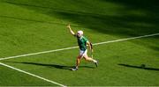 8 July 2023; Aaron Gillane of Limerick celebrates scoring his 5th minute goal during the GAA Hurling All-Ireland Senior Championship semi-final match between Limerick and Galway at Croke Park in Dublin. Photo by Ray McManus/Sportsfile