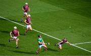 8 July 2023; Peter Casey of Limerick in action against Galway pleyers, left to right, Darren Morrissey, Gearóid McInerney of Galway, Daithí Burke and Seán Linnane during the GAA Hurling All-Ireland Senior Championship semi-final match between Limerick and Galway at Croke Park in Dublin. Photo by Ray McManus/Sportsfile