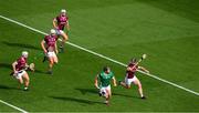 8 July 2023; Peter Casey of Limerick in action against Galway pleyers, left to right, Darren Morrissey, Gearóid McInerney of Galway, Daithí Burke and Seán Linnane during the GAA Hurling All-Ireland Senior Championship semi-final match between Limerick and Galway at Croke Park in Dublin. Photo by Ray McManus/Sportsfile