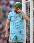 8 July 2023; Limerick goalkeeper Nickie Quaid attends to his contact lenses during the GAA Hurling All-Ireland Senior Championship semi-final match between Limerick and Galway at Croke Park in Dublin. Photo by Brendan Moran/Sportsfile