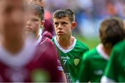 8 July 2023; Cathal Nerney, St. Coman's Wood PS, Roscommon, representing Limerick, during the GAA INTO Cumann na mBunscol Respect Exhibition Go Games at the GAA Hurling All-Ireland Senior Championship semi-final match between Limerick and Galway at Croke Park in Dublin. Photo by Ramsey Cardy/Sportsfile