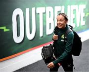 6 July 2023; Republic of Ireland physiotherapist Angela Kenneally arrives for the women's international friendly match between Republic of Ireland and France at Tallaght Stadium in Dublin. Photo by Stephen McCarthy/Sportsfile