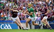 8 July 2023; Dan Morrissey of Limerick in action against Joseph Cooney of Galway during the GAA Hurling All-Ireland Senior Championship semi-final match between Limerick and Galway at Croke Park in Dublin. Photo by Brendan Moran/Sportsfile