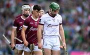 8 July 2023; Jack Grealish of Galway, centre, during the parade before during the GAA Hurling All-Ireland Senior Championship semi-final match between Limerick and Galway at Croke Park in Dublin. Photo by Brendan Moran/Sportsfile