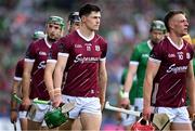 8 July 2023; Cianan Fahy of Galway, centre, during the parade before during the GAA Hurling All-Ireland Senior Championship semi-final match between Limerick and Galway at Croke Park in Dublin. Photo by Brendan Moran/Sportsfile