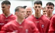 9 July 2023; Derry manager Damian McErlean before the Electric Ireland GAA Football All-Ireland Minor Championship final match between Derry and Monaghan at Box-IT Athletic Grounds in Armagh. Photo by Ramsey Cardy/Sportsfile