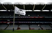 9 July 2023; A sideline flag flies in the wind before the GAA Hurling All-Ireland Senior Championship semi-final match between Kilkenny and Clare at Croke Park in Dublin. Photo by Brendan Moran/Sportsfile