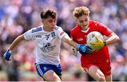 9 July 2023; Rory Small of Derry in action against Donnachadh Connolly of Monaghan during the Electric Ireland GAA Football All-Ireland Minor Championship final match between Derry and Monaghan at Box-IT Athletic Grounds in Armagh. Photo by Ramsey Cardy/Sportsfile